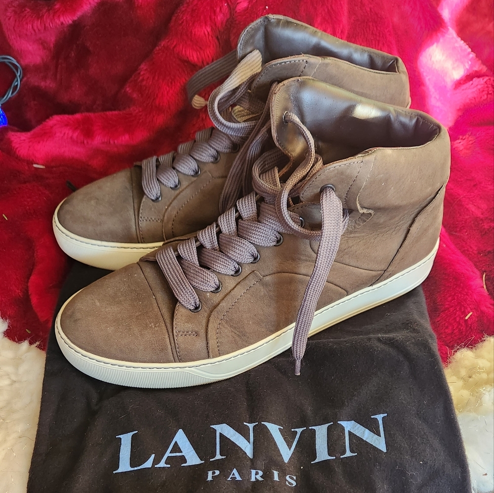 Lanvin Green Leather Hightop Sneakers